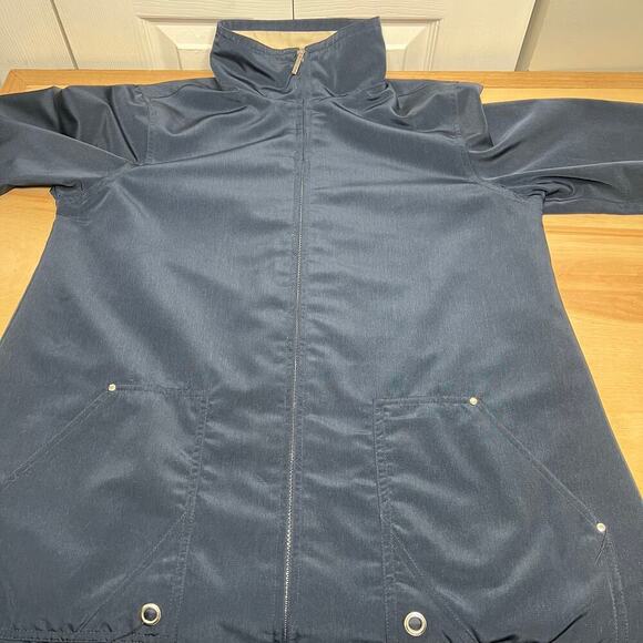 Big Chill Women's Reversible Trench Jacket Navy Cream Sz 8 Spring Coat Full Zip - Picture 13 of 14